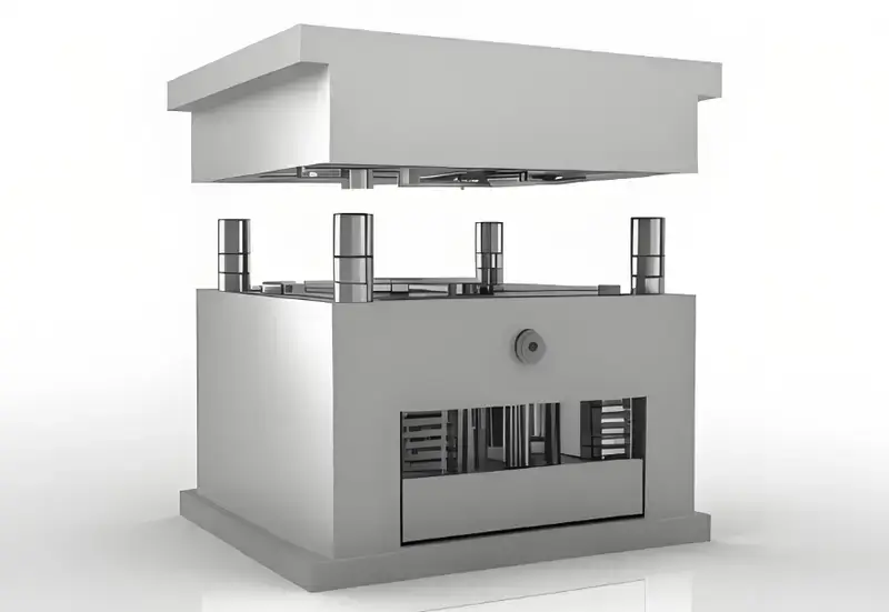 View a metal injection mold and a plastic part