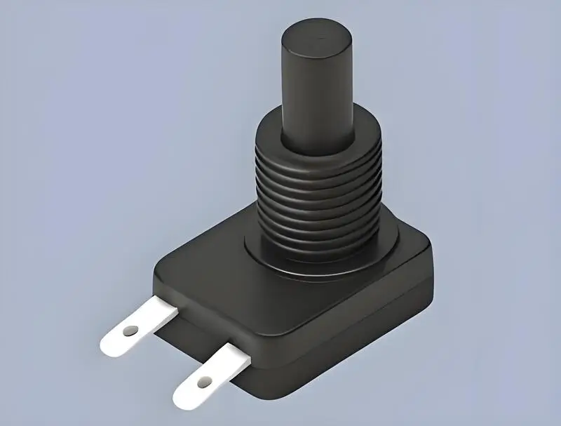 Schwarzer spritzgegossener elektrischer Stecker mit vertikalem zylindrischem Griff