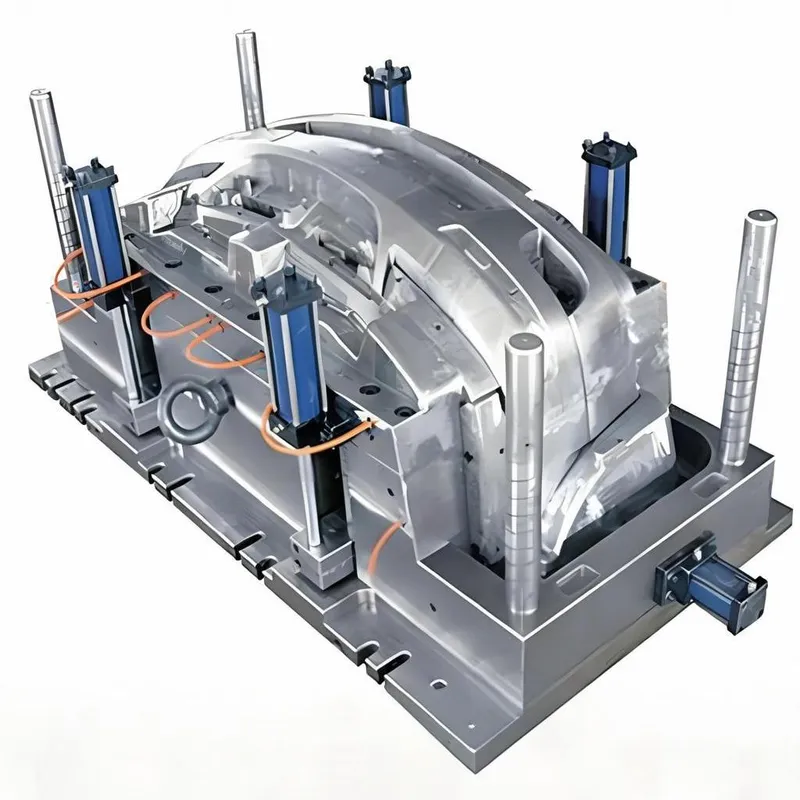 Uma vista pormenorizada de uma base de molde para automóveis utilizada no fabrico.