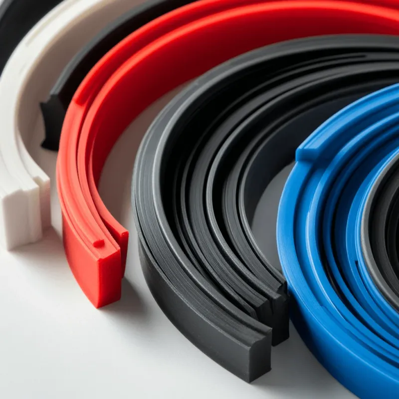 Imagem que mostra O-rings de cores diferentes dispostos num semicírculo.