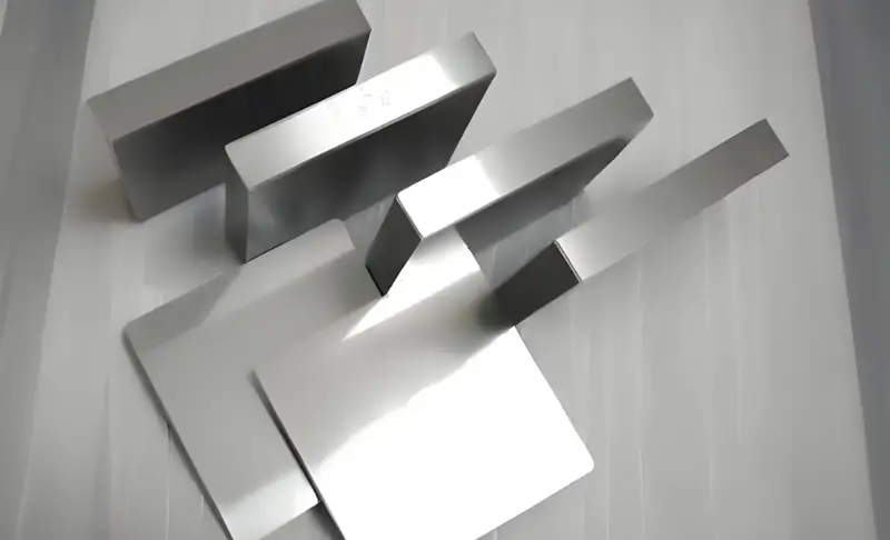 Materiale per stampi a iniezione con pezzi geometrici in metallo