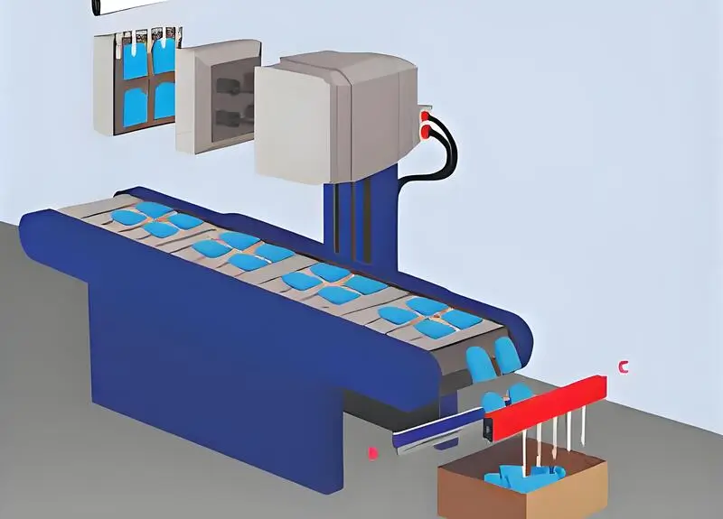 Immagine illustrativa di una macchina per la produzione di blu con un sistema di trasporto