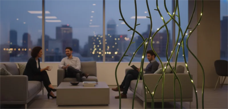 قطعة جذع نباتات بلاستيكية خضراء مصبوبة بالحقن من البلاستيك الأخضر للديكور المعياري.