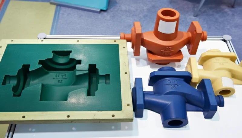 Display of a multi-cavity injection mold with multiple cavities