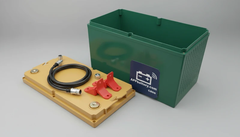 Battery case components showing thermal interface areas