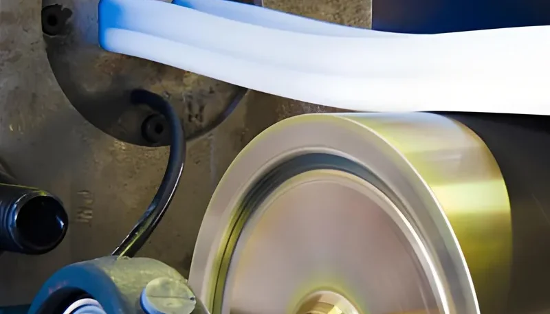 Extrusion process in manufacturing showing continuous profile production