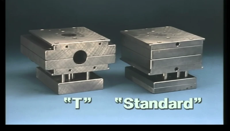 Comparison of injection mold types showing family mold vs MUD system parameters