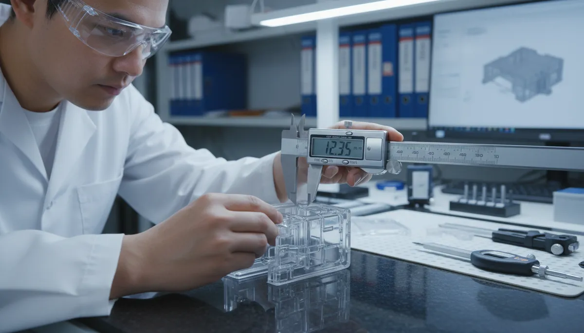 Injection mold shrinkage compensation diagram showing cavity sizing larger than final part dimensions