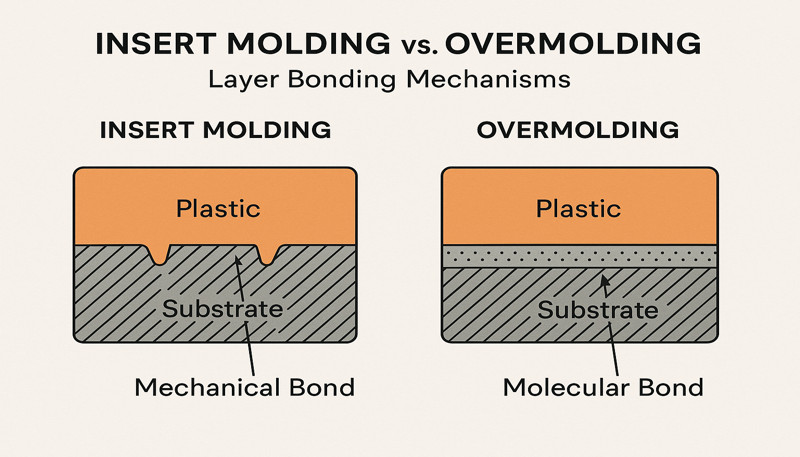 Comparison of overmolded and insert-molded finished parts