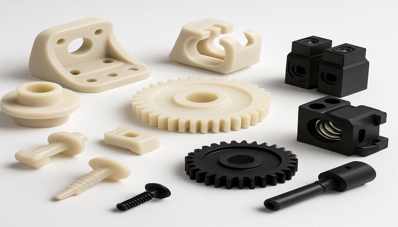Nylon injection molded parts gears brackets connectors