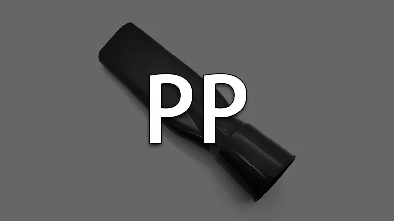 Black polypropylene plastic part with a specific shape.