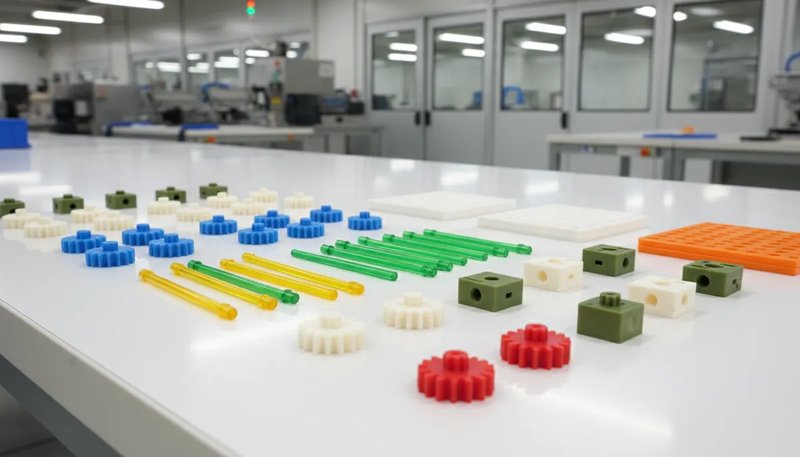 Batch of injection molded plastic parts ready for quality inspection and shipping