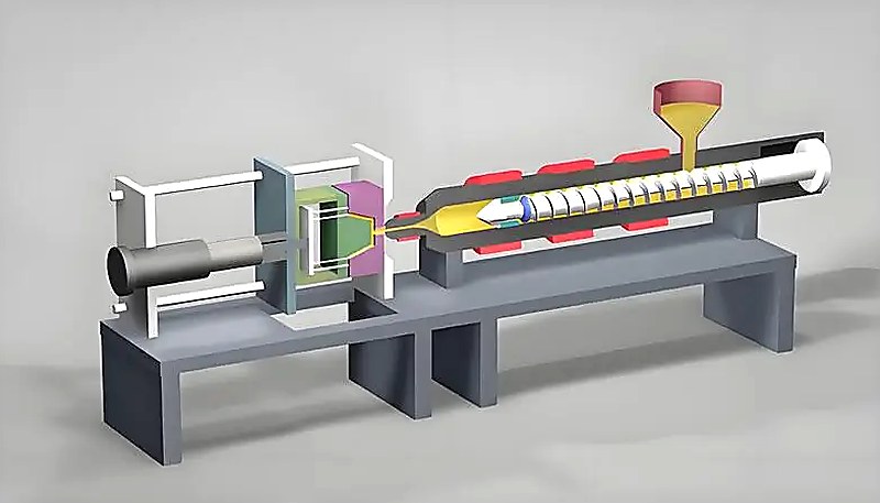 PP injection molding machine cross-section