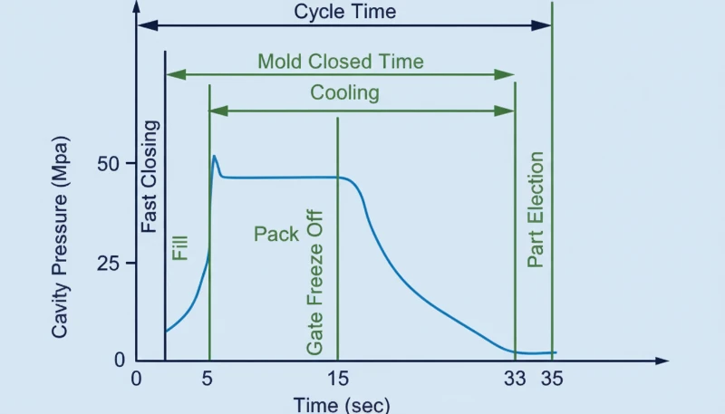 Plastic injection molding cycle time graph