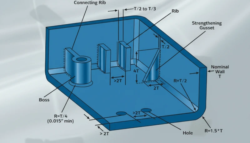 Detailed plastic mold design diagram