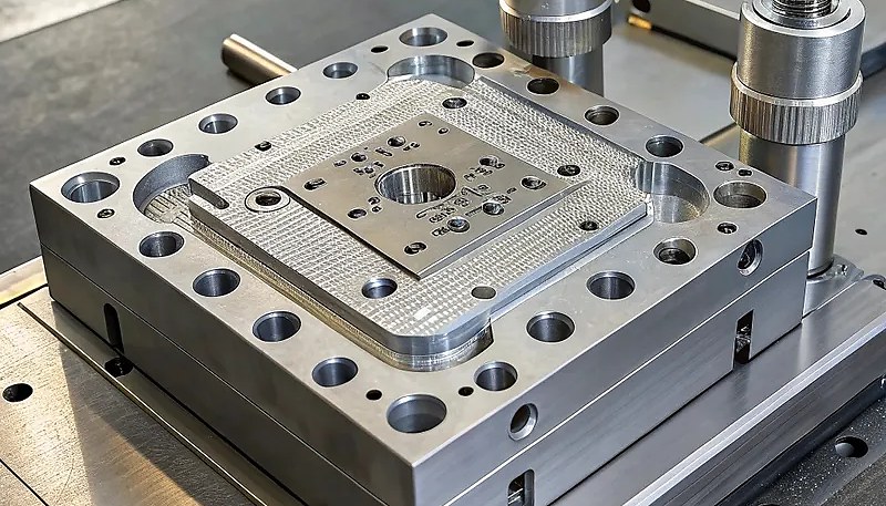 Precision machined injection mold with cooling channels