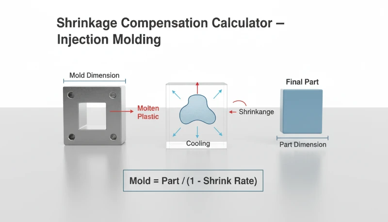 Injection molding shrinkage calculation diagram